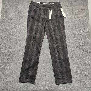 Talbots Pants Womens 14 Gray Animal Print Straight Leg Slimming Stretch Workwear